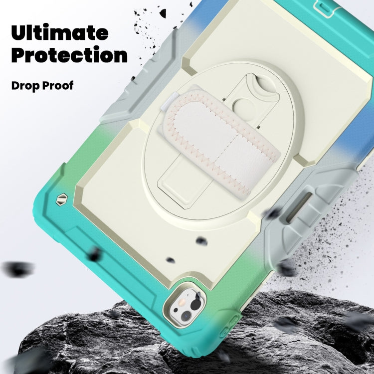 For iPad Pro 13 2025 / 2024 Turntable Holder Silicone Hybrid PC Tablet Case with Shoulder Strap