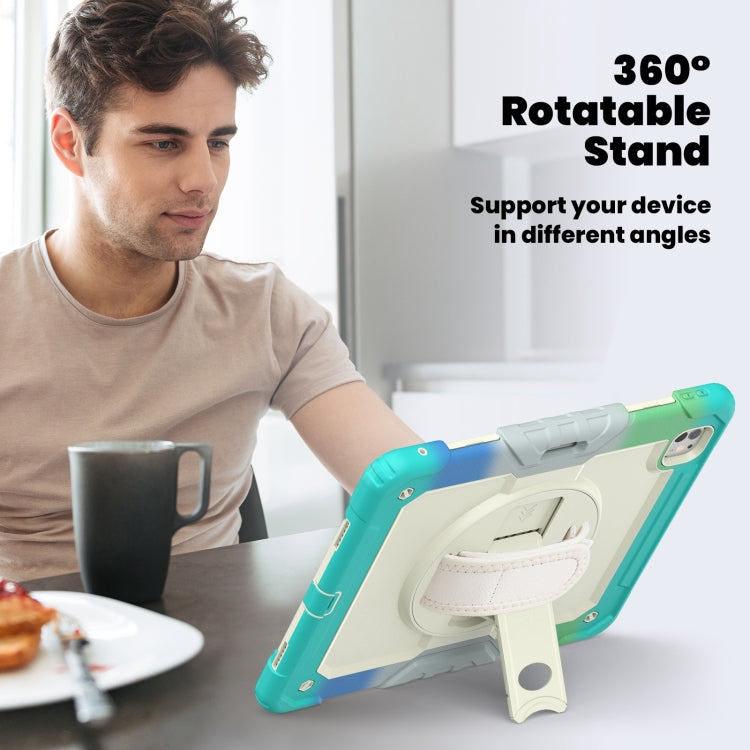 For iPad Pro 13 2025 / 2024 Turntable Holder Silicone Hybrid PC Tablet Case with Shoulder Strap