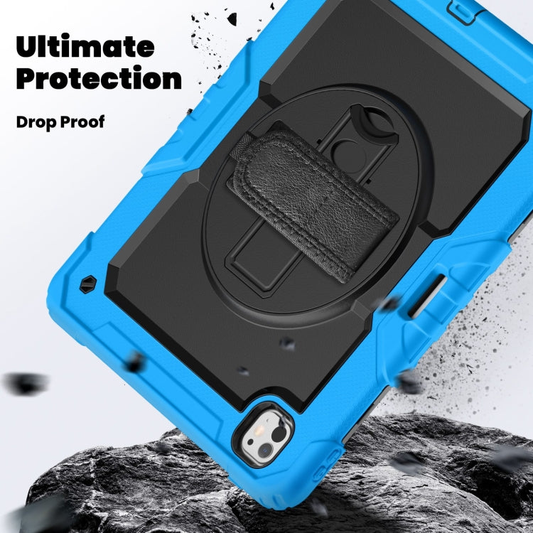 For iPad Pro 13 2025 / 2024 Turntable Holder Silicone Hybrid PC Tablet Case with Shoulder Strap