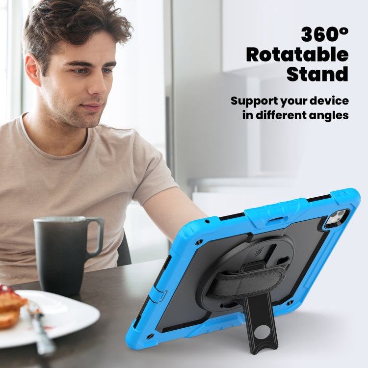 For iPad Pro 13 2025 / 2024 Turntable Holder Silicone Hybrid PC Tablet Case with Shoulder Strap