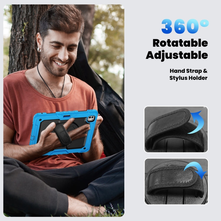 For iPad Pro 13 2025 / 2024 Turntable Holder Silicone Hybrid PC Tablet Case with Shoulder Strap