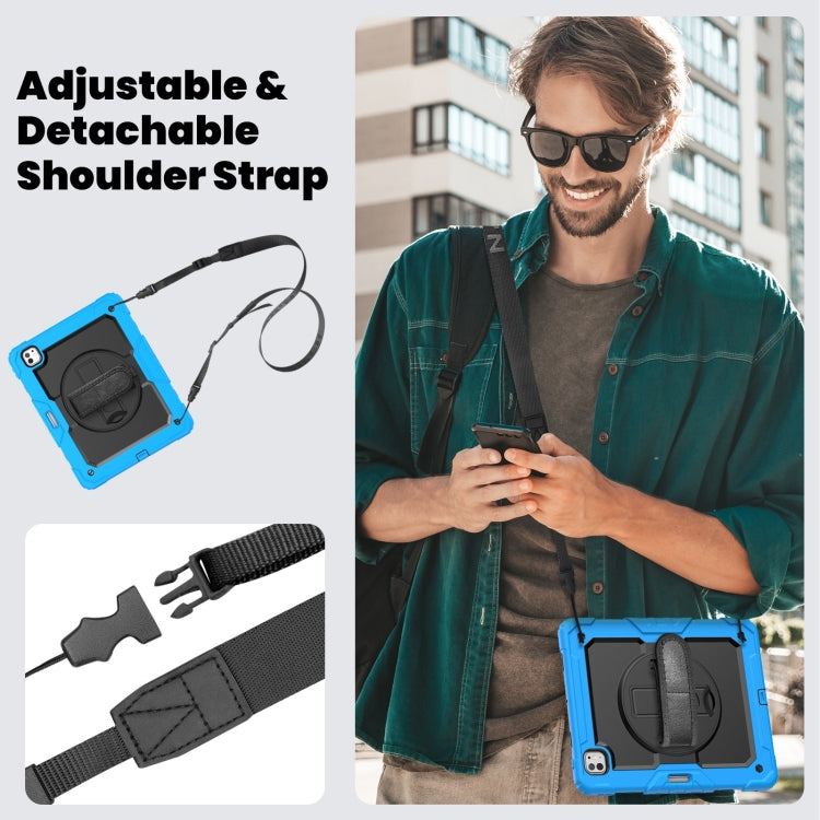 For iPad Pro 13 2025 / 2024 Turntable Holder Silicone Hybrid PC Tablet Case with Shoulder Strap