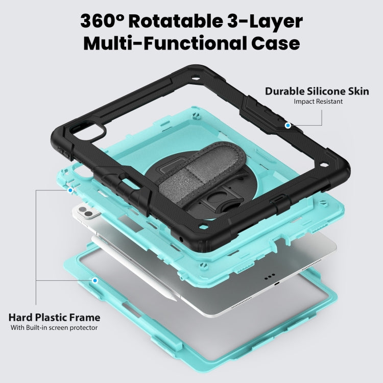 For iPad Pro 13 2025 / 2024 Turntable Holder Silicone Hybrid PC Tablet Case with Shoulder Strap