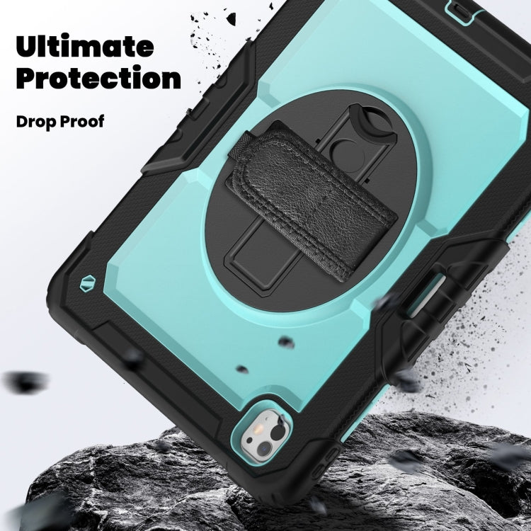 For iPad Pro 13 2025 / 2024 Turntable Holder Silicone Hybrid PC Tablet Case with Shoulder Strap