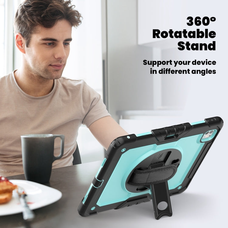 For iPad Pro 13 2025 / 2024 Turntable Holder Silicone Hybrid PC Tablet Case with Shoulder Strap
