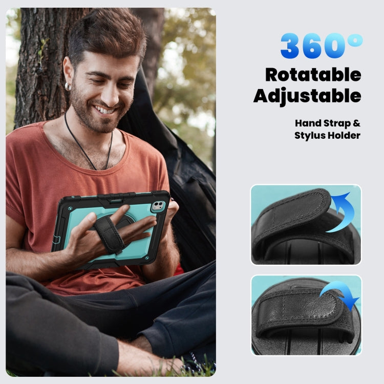 For iPad Pro 13 2025 / 2024 Turntable Holder Silicone Hybrid PC Tablet Case with Shoulder Strap