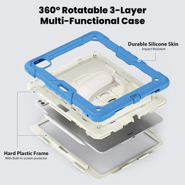 For iPad Pro 13 2025 / 2024 Turntable Holder Silicone Hybrid PC Tablet Case with Shoulder Strap