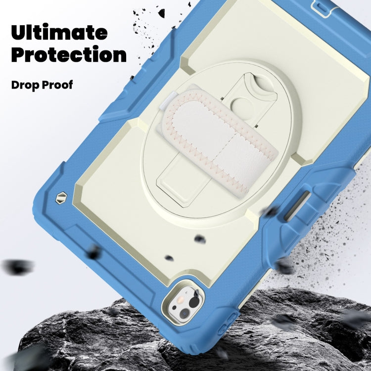 For iPad Pro 13 2025 / 2024 Turntable Holder Silicone Hybrid PC Tablet Case with Shoulder Strap