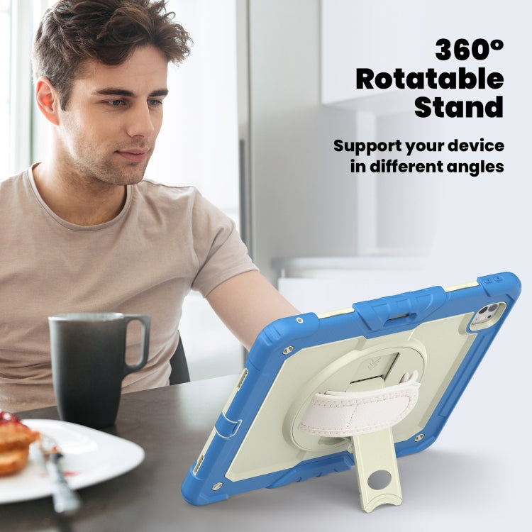 For iPad Pro 13 2025 / 2024 Turntable Holder Silicone Hybrid PC Tablet Case with Shoulder Strap
