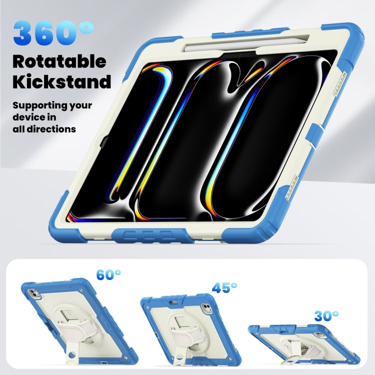 For iPad Pro 13 2025 / 2024 Turntable Holder Silicone Hybrid PC Tablet Case with Shoulder Strap