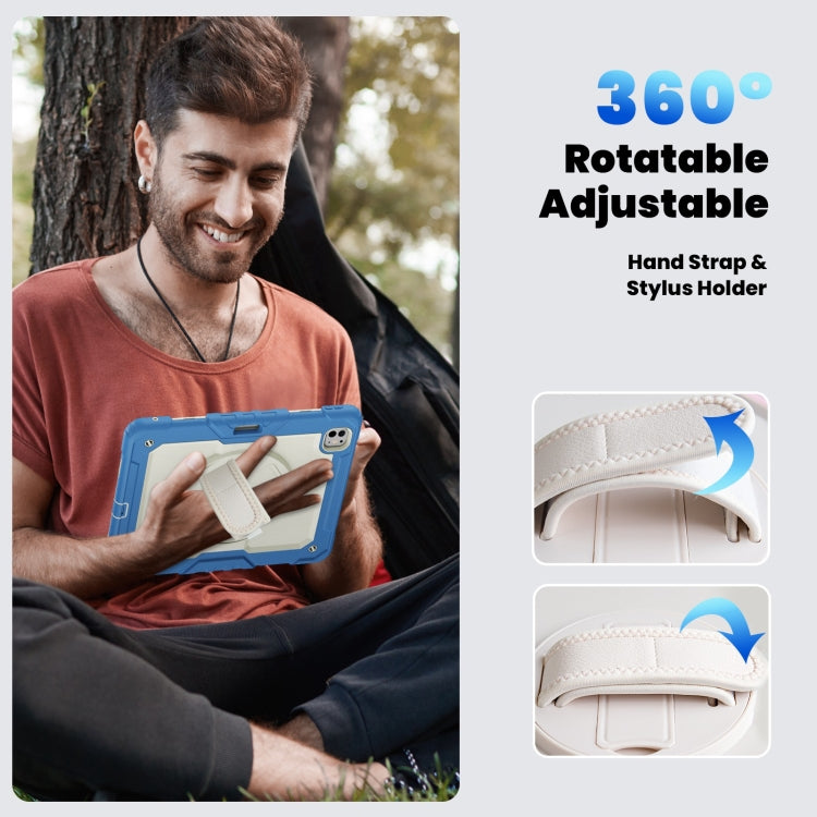 For iPad Pro 13 2025 / 2024 Turntable Holder Silicone Hybrid PC Tablet Case with Shoulder Strap