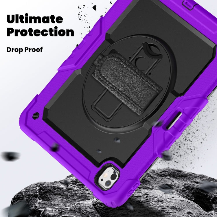 For iPad Pro 13 2025 / 2024 Turntable Holder Silicone Hybrid PC Tablet Case with Shoulder Strap