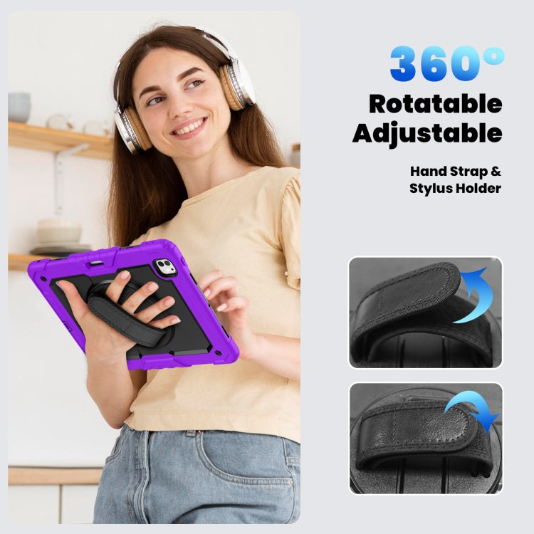 For iPad Pro 13 2025 / 2024 Turntable Holder Silicone Hybrid PC Tablet Case with Shoulder Strap