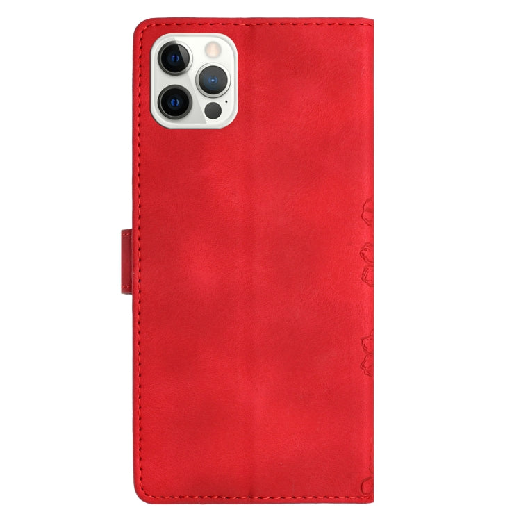 For iPhone 15 Pro Max Cherry Blossom Butterfly Skin Feel Embossed PU Phone Case