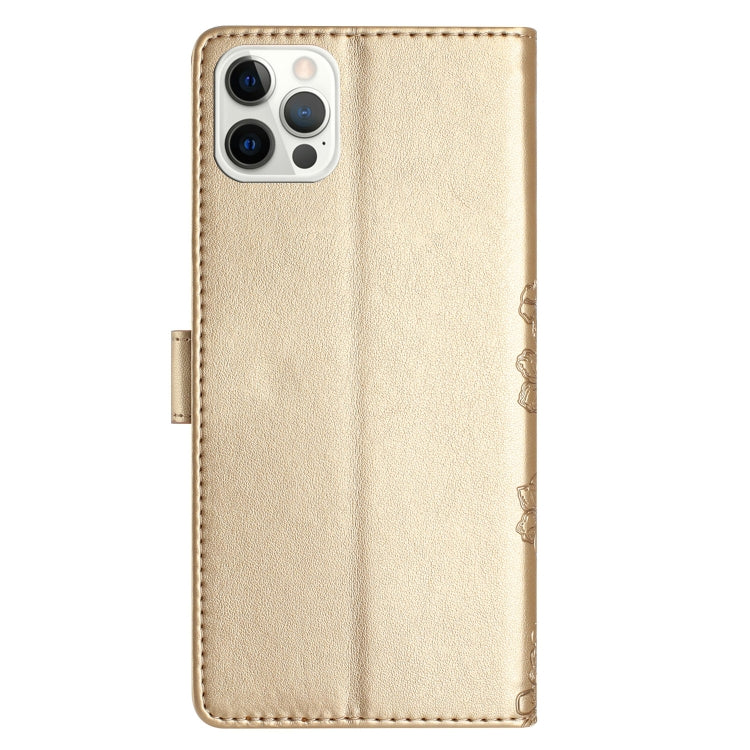 For iPhone 14 Pro Max Cherry Blossom Butterfly Skin Feel Embossed PU Phone Case