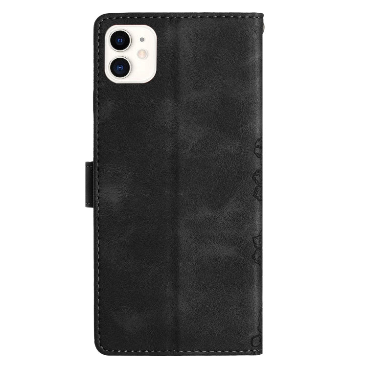 For iPhone 12 mini Cherry Blossom Butterfly Skin Feel Embossed PU Phone Case