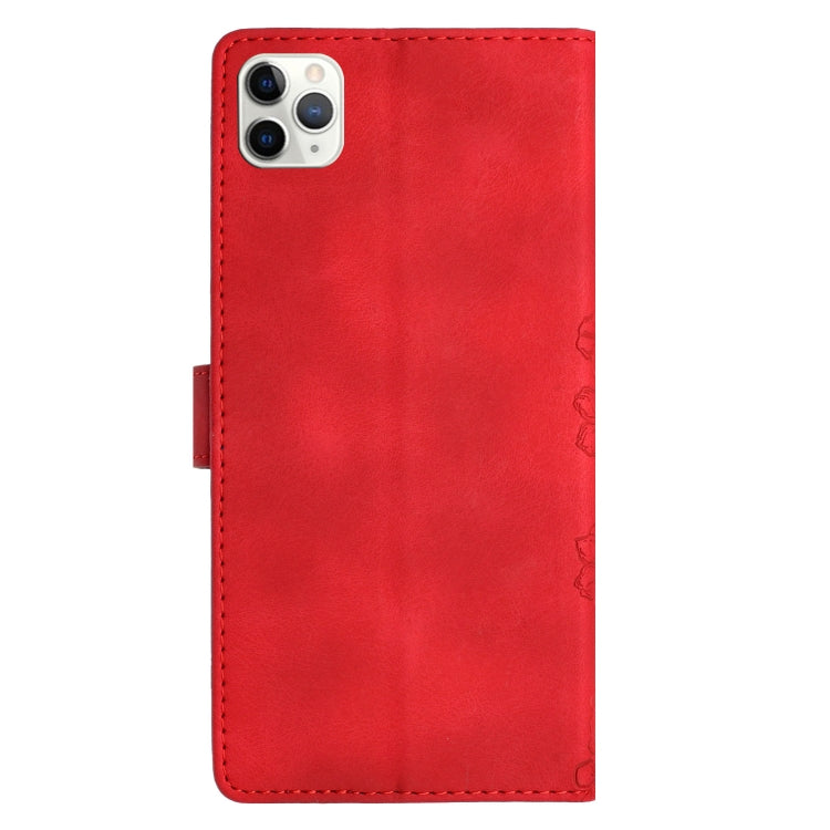 For iPhone 11 Pro Max Cherry Blossom Butterfly Skin Feel Embossed PU Phone Case