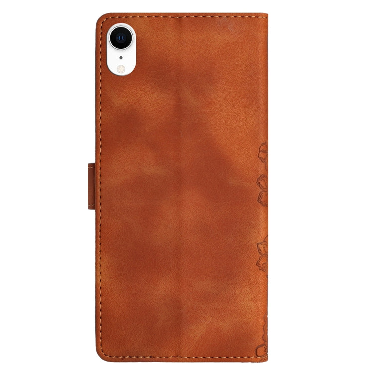 For iPhone XS / X Cherry Blossom Butterfly Skin Feel Embossed PU Phone Case