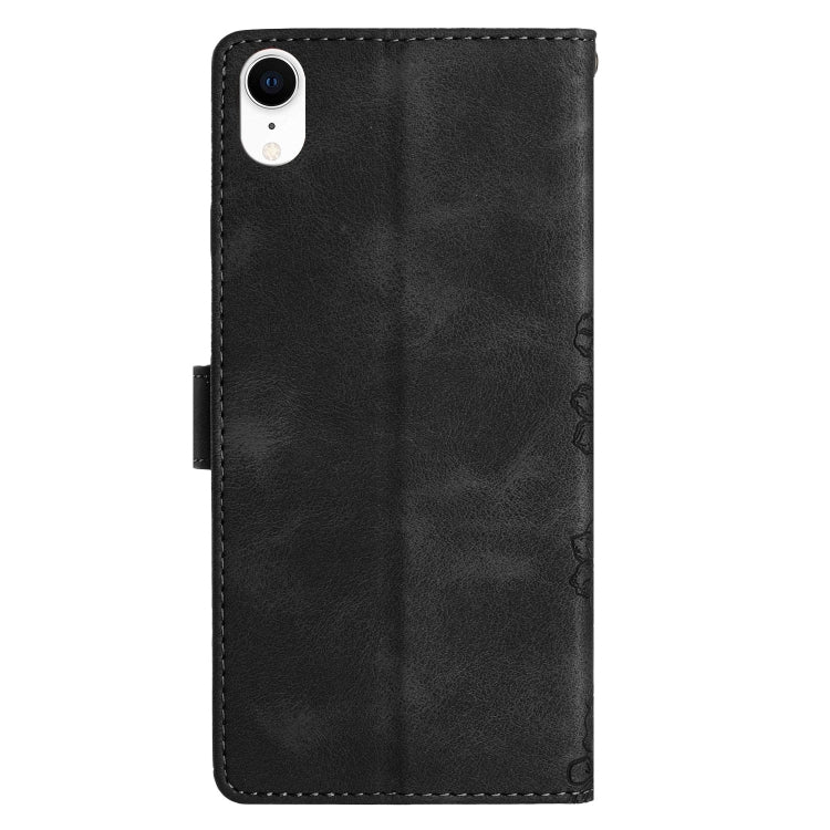 For iPhone XS / X Cherry Blossom Butterfly Skin Feel Embossed PU Phone Case