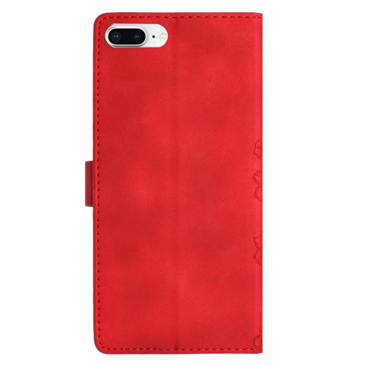 For iPhone 8 Plus / 7 Plus Cherry Blossom Butterfly Skin Feel Embossed PU Phone Case