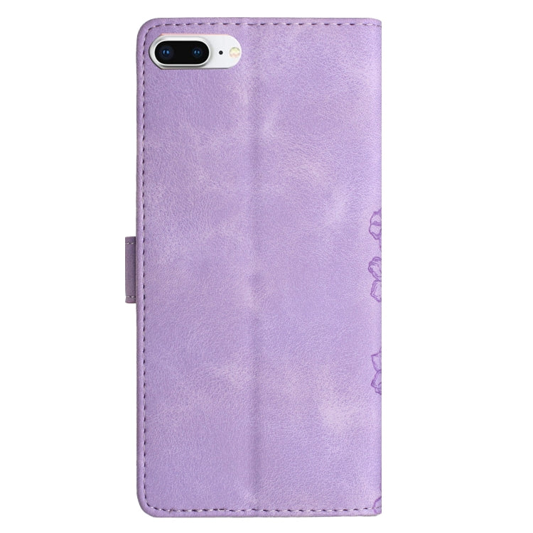 For iPhone 8 Plus / 7 Plus Cherry Blossom Butterfly Skin Feel Embossed PU Phone Case