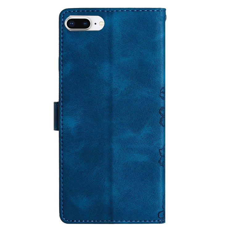 For iPhone 8 Plus / 7 Plus Cherry Blossom Butterfly Skin Feel Embossed PU Phone Case