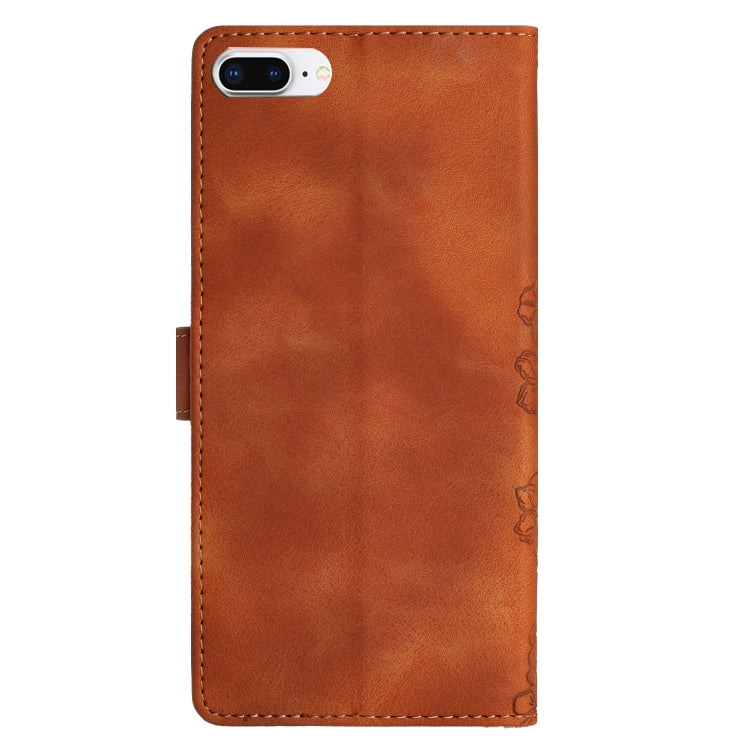 For iPhone 8 Plus / 7 Plus Cherry Blossom Butterfly Skin Feel Embossed PU Phone Case