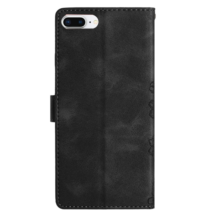 For iPhone 8 Plus / 7 Plus Cherry Blossom Butterfly Skin Feel Embossed PU Phone Case