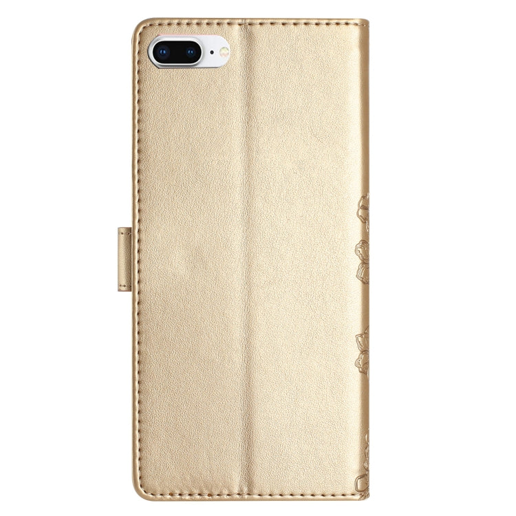 For iPhone 8 Plus / 7 Plus Cherry Blossom Butterfly Skin Feel Embossed PU Phone Case