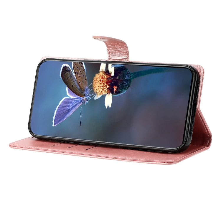 For iPhone 16 Plus Cherry Blossom Butterfly Skin Feel Embossed PU Phone Case