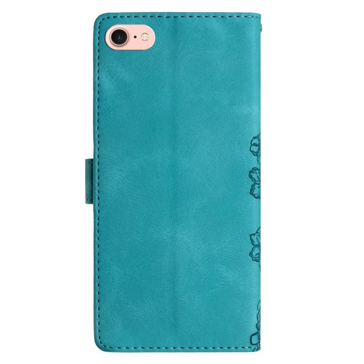 For iPhone 16e / 17e Cherry Blossom Butterfly Skin Feel Embossed PU Phone Case