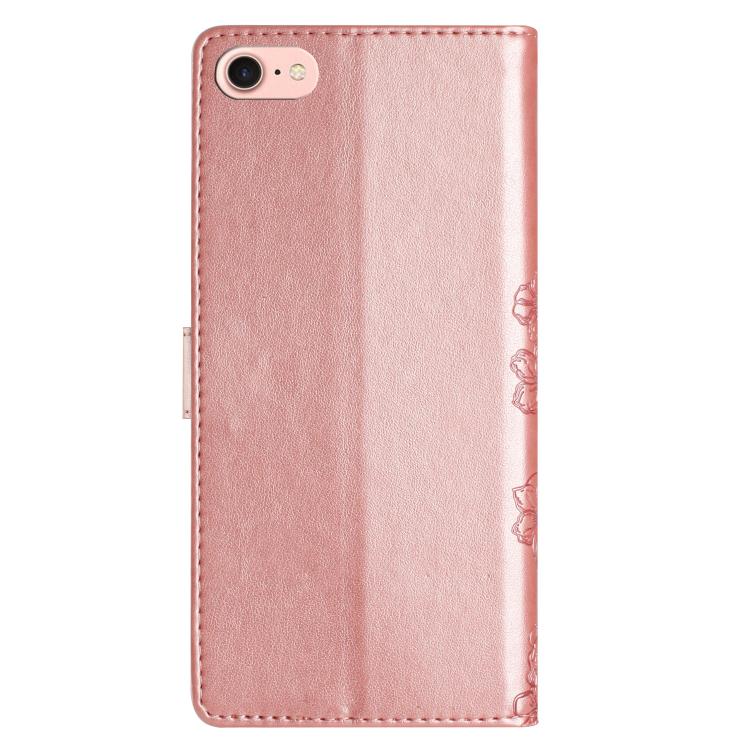 For iPhone 16e / 17e Cherry Blossom Butterfly Skin Feel Embossed PU Phone Case