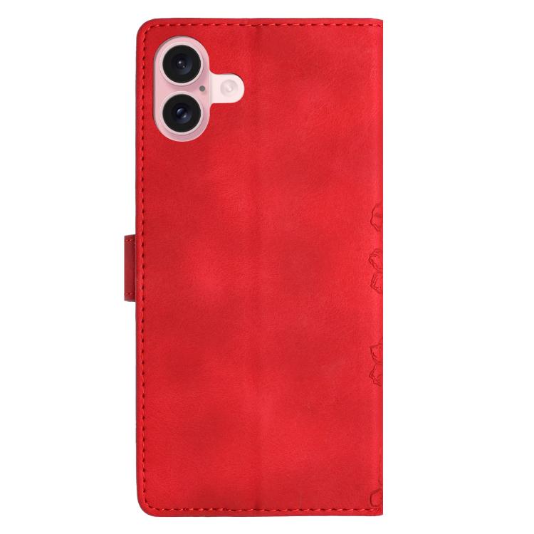 For iPhone 17 Cherry Blossom Butterfly Skin Feel Embossed PU Phone Case