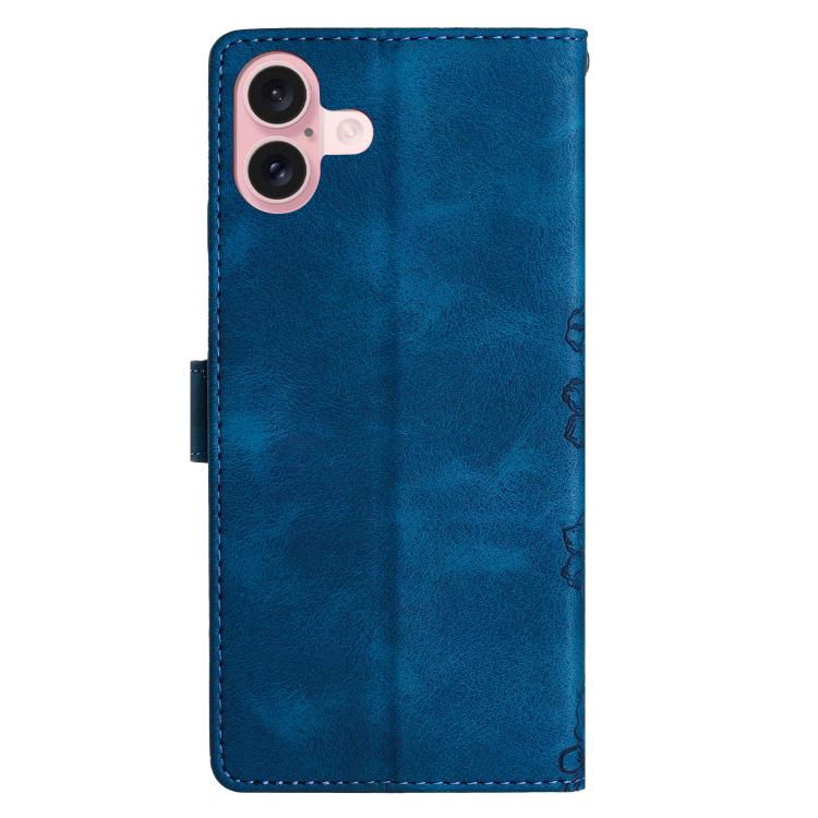 For iPhone 17 Cherry Blossom Butterfly Skin Feel Embossed PU Phone Case