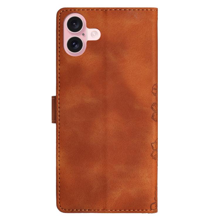 For iPhone 17 Cherry Blossom Butterfly Skin Feel Embossed PU Phone Case
