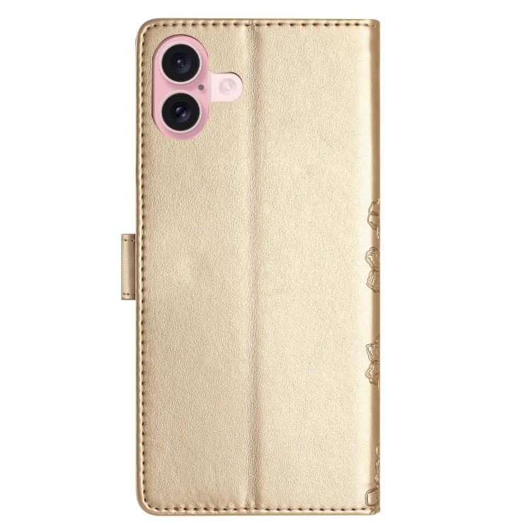For iPhone 17 Cherry Blossom Butterfly Skin Feel Embossed PU Phone Case