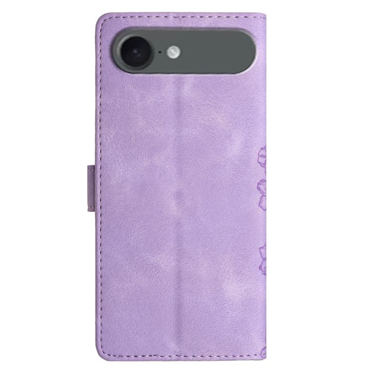 For iPhone Air Cherry Blossom Butterfly Skin Feel Embossed PU Phone Case