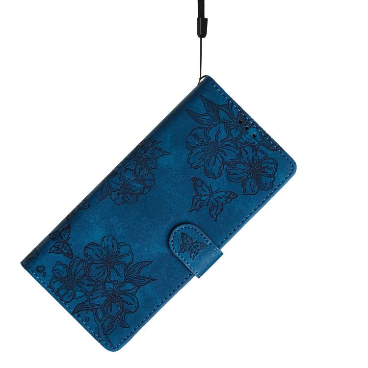 For iPhone Air Cherry Blossom Butterfly Skin Feel Embossed PU Phone Case