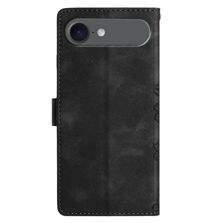 For iPhone Air Cherry Blossom Butterfly Skin Feel Embossed PU Phone Case