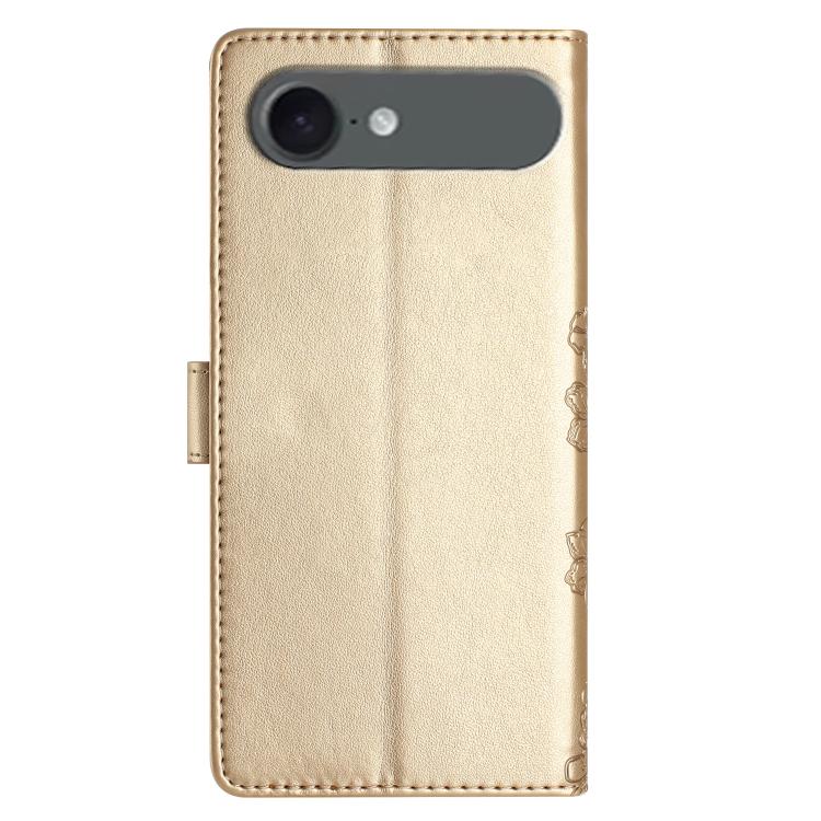 For iPhone Air Cherry Blossom Butterfly Skin Feel Embossed PU Phone Case