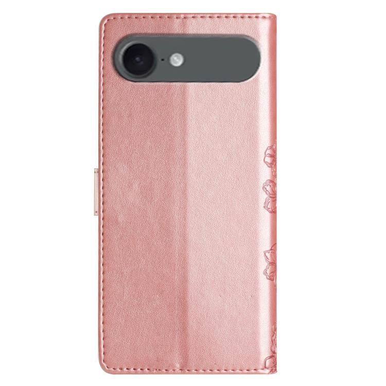 For iPhone Air Cherry Blossom Butterfly Skin Feel Embossed PU Phone Case