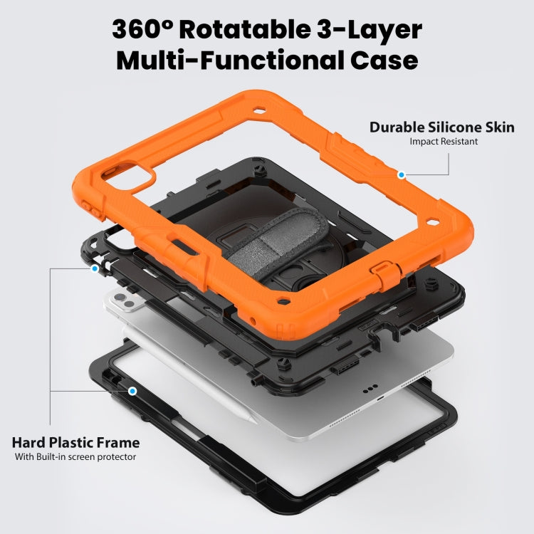 For iPad Pro 11 2025 / 2024 Silicone Hybrid PC Tablet Case with Shoulder Strap
