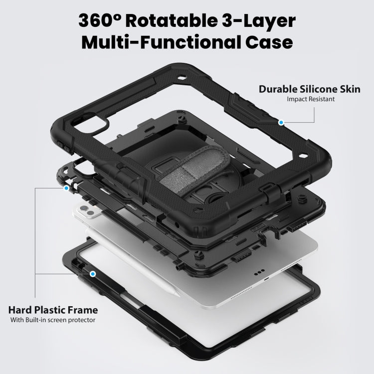 For iPad Pro 11 2025 / 2024 Silicone Hybrid PC Tablet Case with Shoulder Strap
