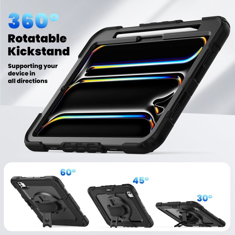 For iPad Pro 11 2025 / 2024 Silicone Hybrid PC Tablet Case with Shoulder Strap