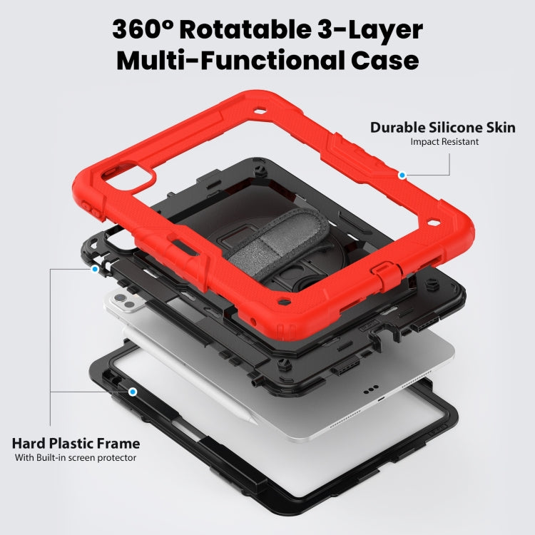 For iPad Pro 11 2025 / 2024 Silicone Hybrid PC Tablet Case with Shoulder Strap