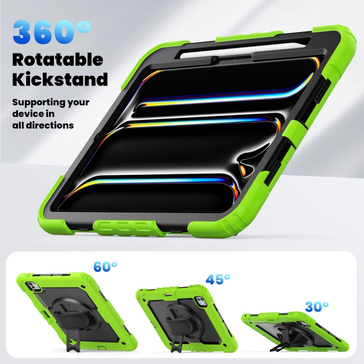 For iPad Pro 11 2025 / 2024 Silicone Hybrid PC Tablet Case with Shoulder Strap