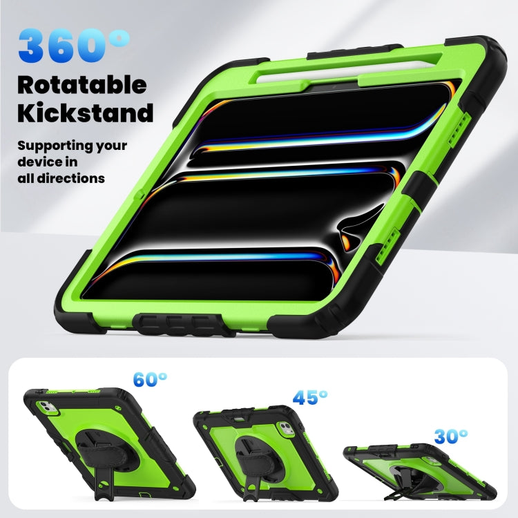 For iPad Pro 11 2025 / 2024 Silicone Hybrid PC Tablet Case with Shoulder Strap