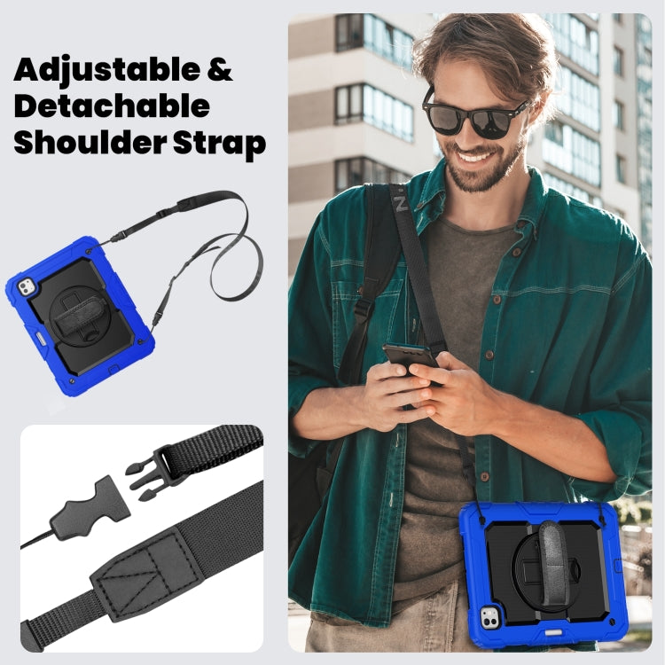 For iPad Pro 11 2025 / 2024 Silicone Hybrid PC Tablet Case with Shoulder Strap