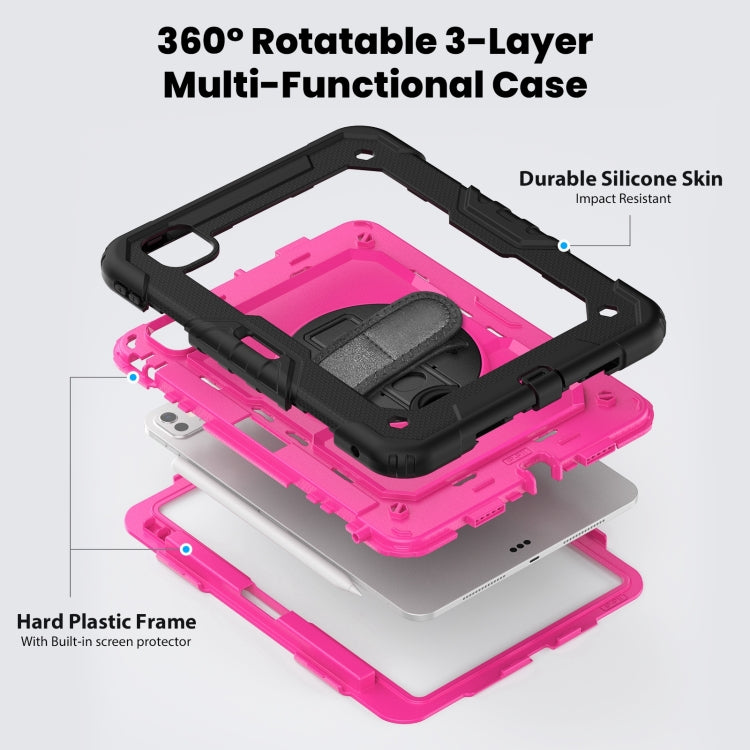 For iPad Pro 11 2025 / 2024 Silicone Hybrid PC Tablet Case with Shoulder Strap