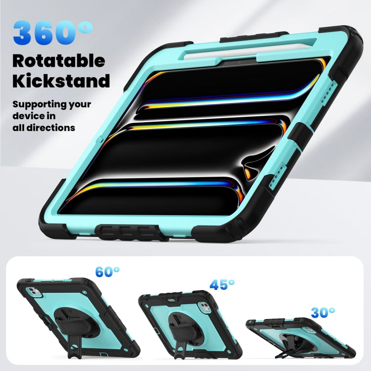 For iPad Pro 11 2025 / 2024 Silicone Hybrid PC Tablet Case with Shoulder Strap